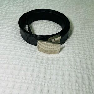 Coach Black Leather Belt with Shiny Silver Buckle